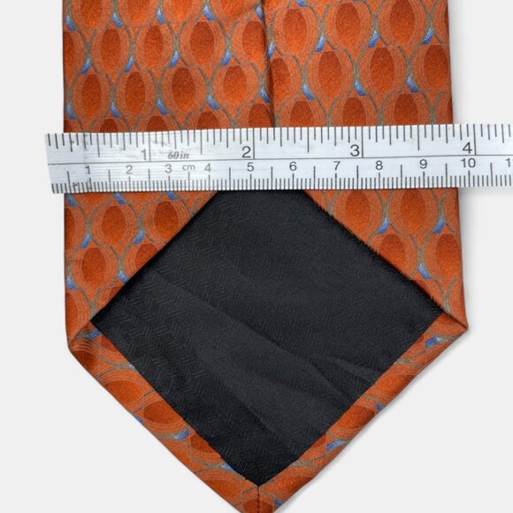 Croft & Barrow Silk Tie Geometric Burnt Orange Formal Business Dress - Picture 5 of 6
